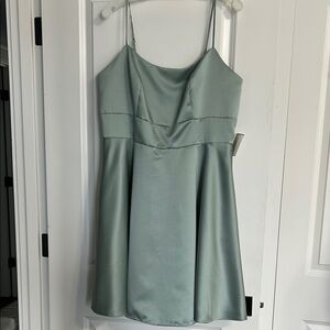 Elegant Satin Slip Dress in Light Green